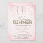 Roze & goudglitter look repetitief diner kaart (Voorkant / Achterkant)