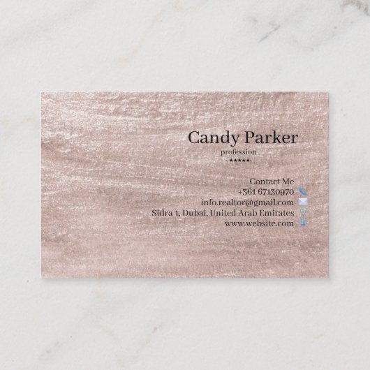 Roze goudglitter marmer achtergrondvector visitekaartje (Achterkant)
