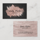 Roze goudglitter zwarte marmer achtergrond vector visitekaartje (Voorkant / Achterkant)