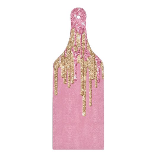 Roze goudglitterdruppels voor epoxyhars  snijplank (Voorkant)