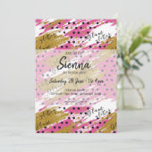 Roze goudglitterglazuur kaart (Staand voorkant)