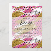 Roze goudglitterglazuur kaart (Voorkant / Achterkant)