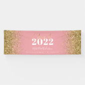 roze goudglitterscriptklasse afstuderen spandoek (Horizontaal)