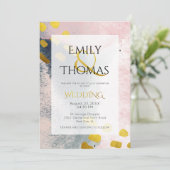 Roze goudgrijze moderne Abstracte Waterverf bruilo Kaart (Staand voorkant)