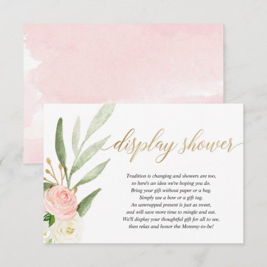 Roze goudgroen, baby shower onder de douche informatiekaartje (Voorkant / Achterkant)