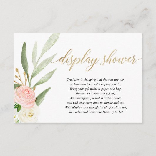 Roze goudgroen, baby shower onder de douche informatiekaartje (Voorkant)