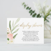 Roze goudgroen, baby shower onder de douche informatiekaartje (Staand voorkant)