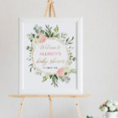 Roze goudgroen baby shower welkom bord poster