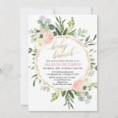 Roze goudgroene elegant meisje baby brunch kaart (Voorkant)