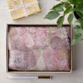 Roze goudharlequin Harten Harten Floral Tissuepapier (Geschenk)