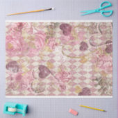 Roze goudharlequin Harten Harten Floral Tissuepapier (Craft)
