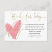 Roze goudharten valentijnen meisjesboeken voor bab informatiekaartje (Voorkant)