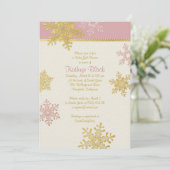 Roze goudhaver WinterBaby shower Kaart (Staand voorkant)