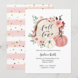 Roze goudherfst uit liefde, pompoen vrijgezellenfe kaart