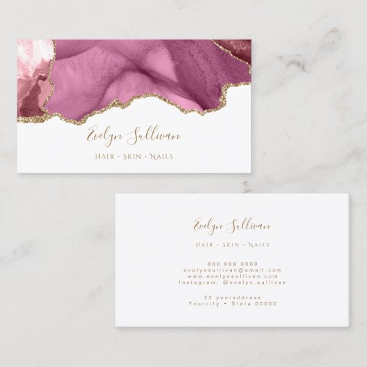 roze goudhoudend visitekaartje (Voorkant / Achterkant)