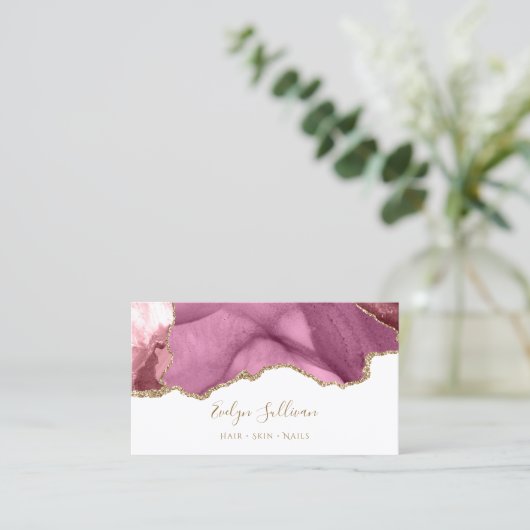 roze goudhoudend visitekaartje (Staand voorkant)
