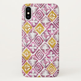Roze goudhoudende etnische diamantTegels iPhone 16 Hoesje