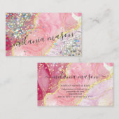 Roze goudhoudende Waterverf Alcohol Inkt Glitter Visitekaartje (Voorkant / Achterkant)
