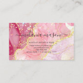 Roze goudhoudende Waterverf Alcohol Inkt Glitter Visitekaartje (Achterkant)