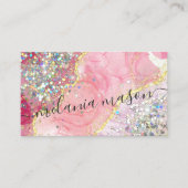 Roze goudhoudende Waterverf Alcohol Inkt Glitter Visitekaartje (Voorkant)