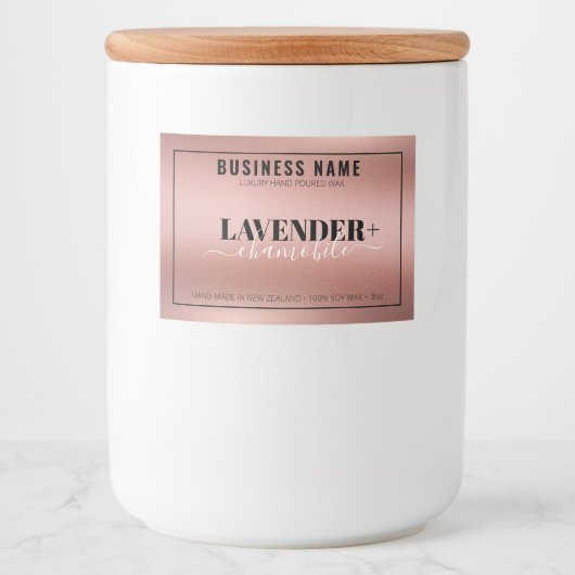 Roze goudkaarsenetiket, kaarsvormig Sticker, afdru Voedselcontainer Etiket (Voorkant)