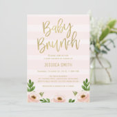 Roze goudkalligrafie Rozen Baby shower Uitnodiging (Staand voorkant)