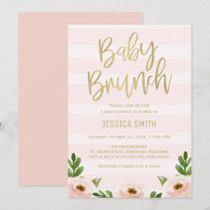 Roze goudkalligrafie Rozen Baby shower Uitnodiging