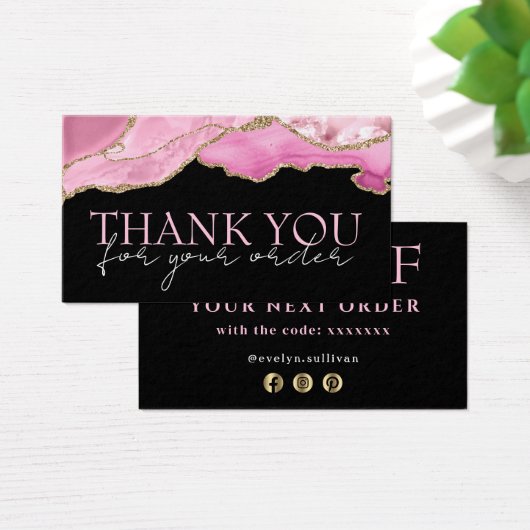 Roze goudkleurig dank je creditcard visitekaartje (Bureau)