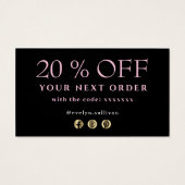 Roze goudkleurig dank je creditcard visitekaartje (Achterkant)