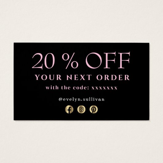 Roze goudkleurig dank je creditcard visitekaartje (Achterkant)