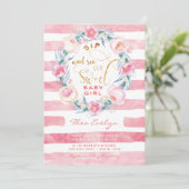 Roze & goudkleurig en zie Baby Shower-uitvindingen Kaart (Staand voorkant)