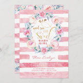 Roze & goudkleurig en zie Baby Shower-uitvindingen Kaart (Voorkant / Achterkant)