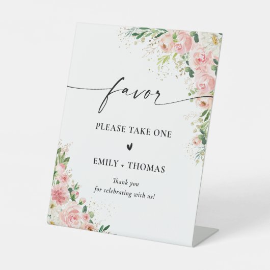 Roze Goudkleurig Favor Teken Reclamebord Met Voetstuk (Voorkant)