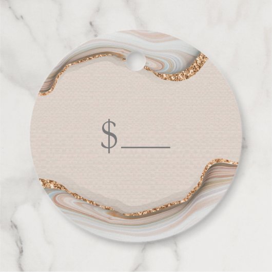 Roze goudkleurig glitter marmer Agate Handmade Jew Bedankjes Labels (Achterkant)