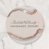 Roze goudkleurig glitter marmer Agate Handmade Jew Bedankjes Labels (Voorkant)