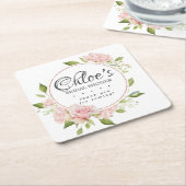 Roze Goudkleurig Lis Bridal Shower Kartonnen Onderzetters (Schuin)