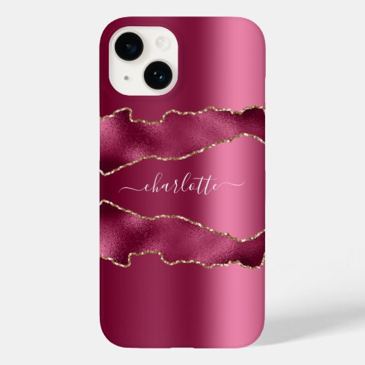 Roze goudkleurig marmer-naamscript Case-Mate iPhone case (Achterkant)