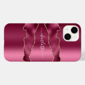 Roze goudkleurig marmer-naamscript Case-Mate iPhone case (Achterkant (horizontaal))