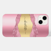 Roze goudkleurig marmer-naamscript Case-Mate iPhone case (Achterkant (horizontaal))