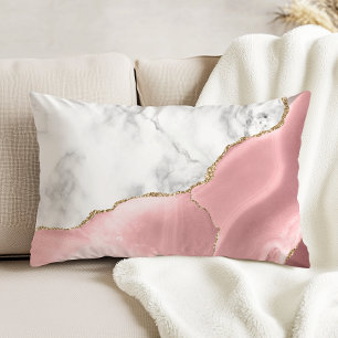 Roze Goudkleurige Agaat Witte Grijze Marmer Accent Kussen