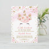 Roze goudkleurige Baby shower Kaart (Staand voorkant)