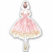 Roze/goudkleurige ballerina snijvinylSticker Sticker (Voorkant)