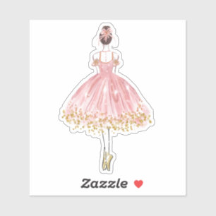Roze/goudkleurige ballerina snijvinylSticker Sticker
