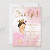 Roze goudkleurige Ballerina Tutu Pearl Baby shower Kaart (Voorkant)