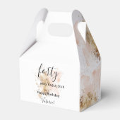 Roze goudkleurige en bruinachtige naam 40e verjaar bedankdoosjes (Achterkant)