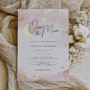 Roze Goudkleurige Folie Baby Shower 'Blush Pink Ov Uitnodiging