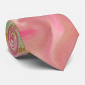 Roze, goudkleurige, groene marmer print mannen str stropdas (Opgerold)