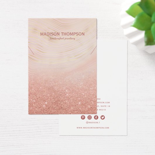 Roze & goudkleurige juwelen-Ketting beeldscherm Visitekaartje (Bureau)