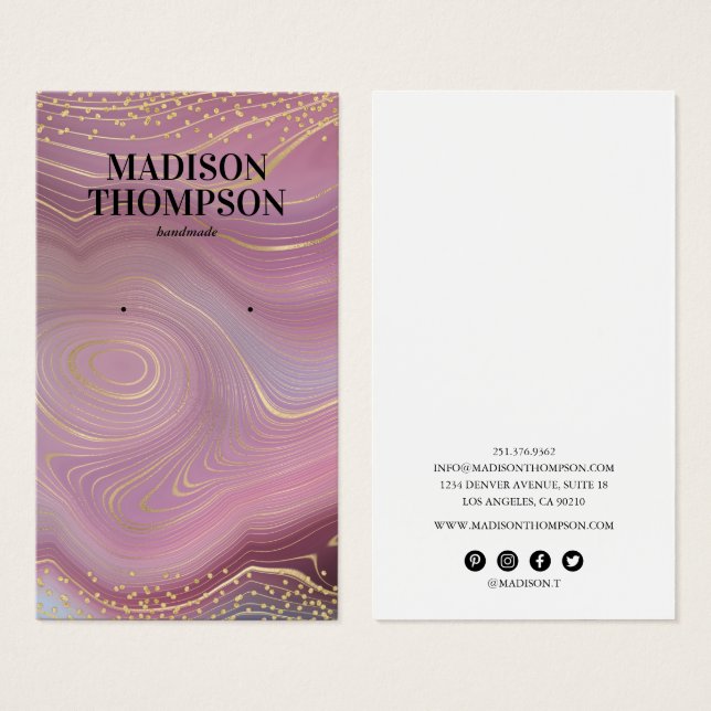 Roze goudkleurige juwelen visitekaartje (Voorkant /achterkant)