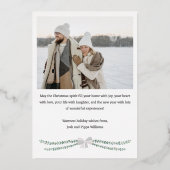 Roze goudkleurige lintboog slinger Kerstmis foto Folie Feestdagenkaart (Achterkant)